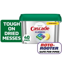 Cascade Platinum Dishwasher Pods, Dishwasher Detergent, Dish Detergent Soap, Lemon, 40 Count