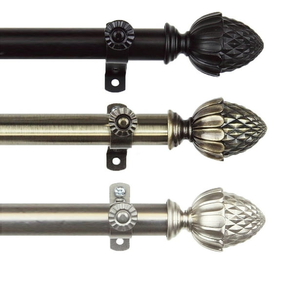 13/16 inch Cupule Curtain Rod 120-170" - Antique Brass