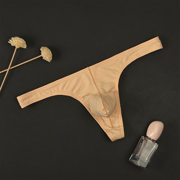 Men's Exotic Apparel Low Rise Thong Underwear for Daily Wear Home Outdoor Hiking Casual Lightweight Breathable Soft Comfort, XXL, Beige