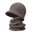 thumbnail image 2 of Only Moment Brown Wool Beanie for Men & Women acrylic Fleece Lined Knit Beanie Warm Soft Stocking Cap for Cold Weather Outdoor Plush Hat + Scarf Two Piece Set One Size, 2 of 4