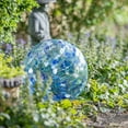 thumbnail image 6 of Evergreen 10" Art Glass Aqua Confetti Gazing Ball with Stand Garden and Yard Decor, 6 of 6