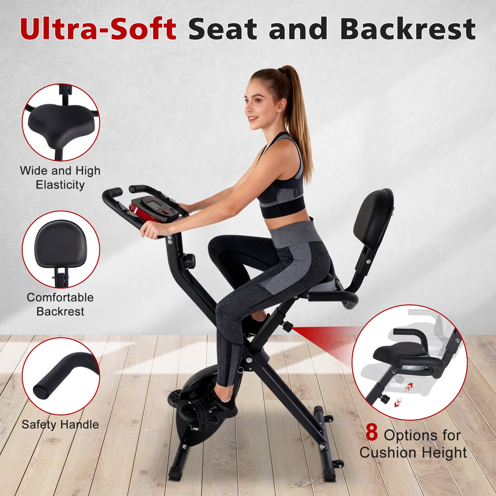 HooKung X Bike Foldable Stationary Bike, Folding Upright Exercise Bike for Home
