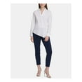 thumbnail image 3 of DKNY $79 Womens New White Asymmetrical Hem V Neck Long Sleeve Top XL B+B, 3 of 4