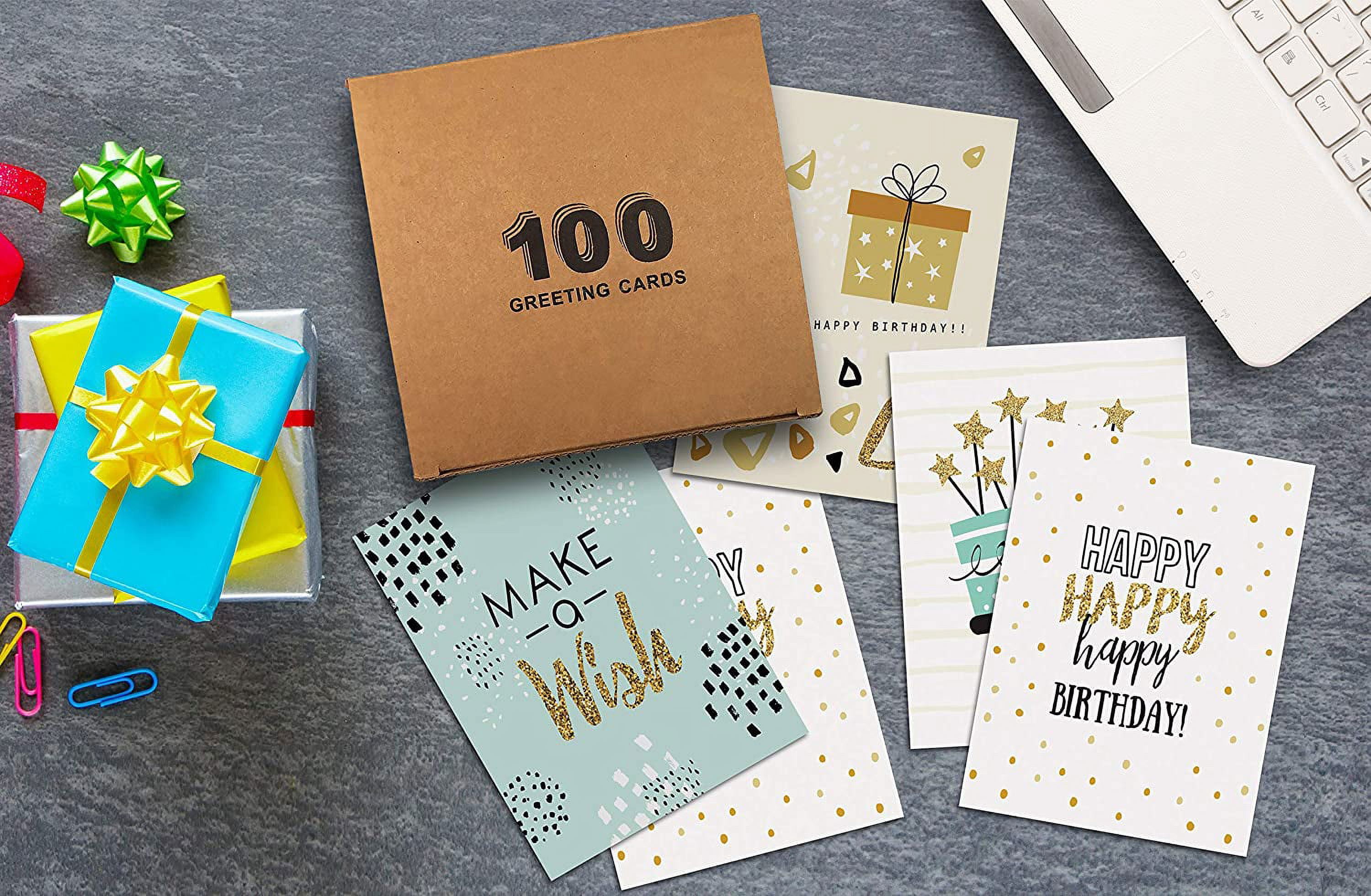 Better Office Birthday Cards with Envelopes 6" x 4" Assorted Colors 100/Pack (64530)
