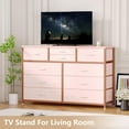 thumbnail image 2 of 10-Drawers TV Stand for 55" TV Dresser for Bedroom, Wood Top Chest of Drawers , Fabric Storage Organizer Cabinet, Pink, 2 of 8