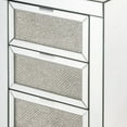 thumbnail image 4 of Benjara 3 Drawer Beveled Mirrored Accent Table with Faux Diamond Inlay, Silver, 4 of 5