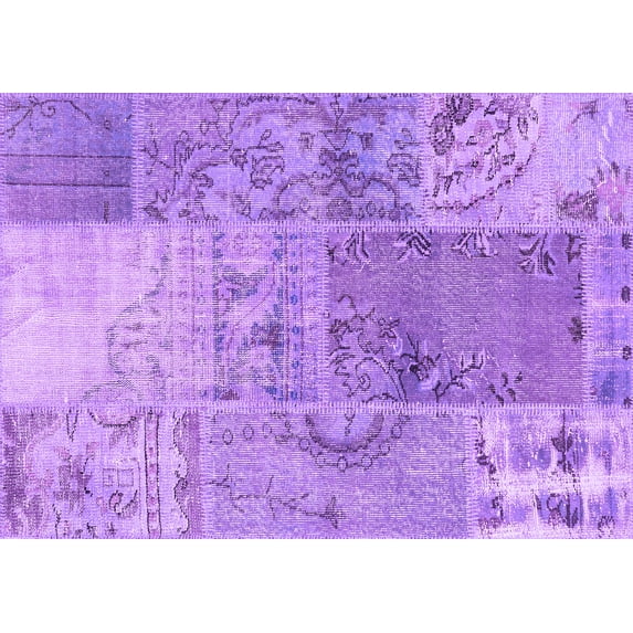 Ahgly Company Indoor Rectangle Patchwork Purple Transitional Area Rugs, 3' x 5'