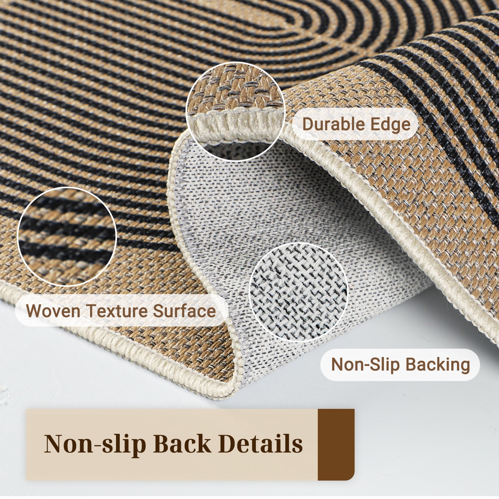 ORGOWEL Front Door Mat 2x3ft Non-Slip Easy Jute Indoor Outdoor Entrance Doormat Washable Absorbent Low Profile Resist Dirt Inside Door Mats for Patio Porch Entryway,Black