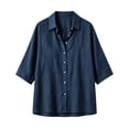 thumbnail image 6 of BLVB Button down Shirts for Women 3/4 Sleeve Tops V Neck Collared Office Blouses Dressy Casual Outfits, 6 of 7