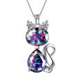 thumbnail image 1 of Juwaliy Collar de Gato de Plata de Ley 925 con Dije de Cristal y Arcoíris, Collares de Topacio Místico, Joyería para Mujer, Hija, Esposa, Madre, Regalo de Cumpleaños de Navidad, 1 of 7