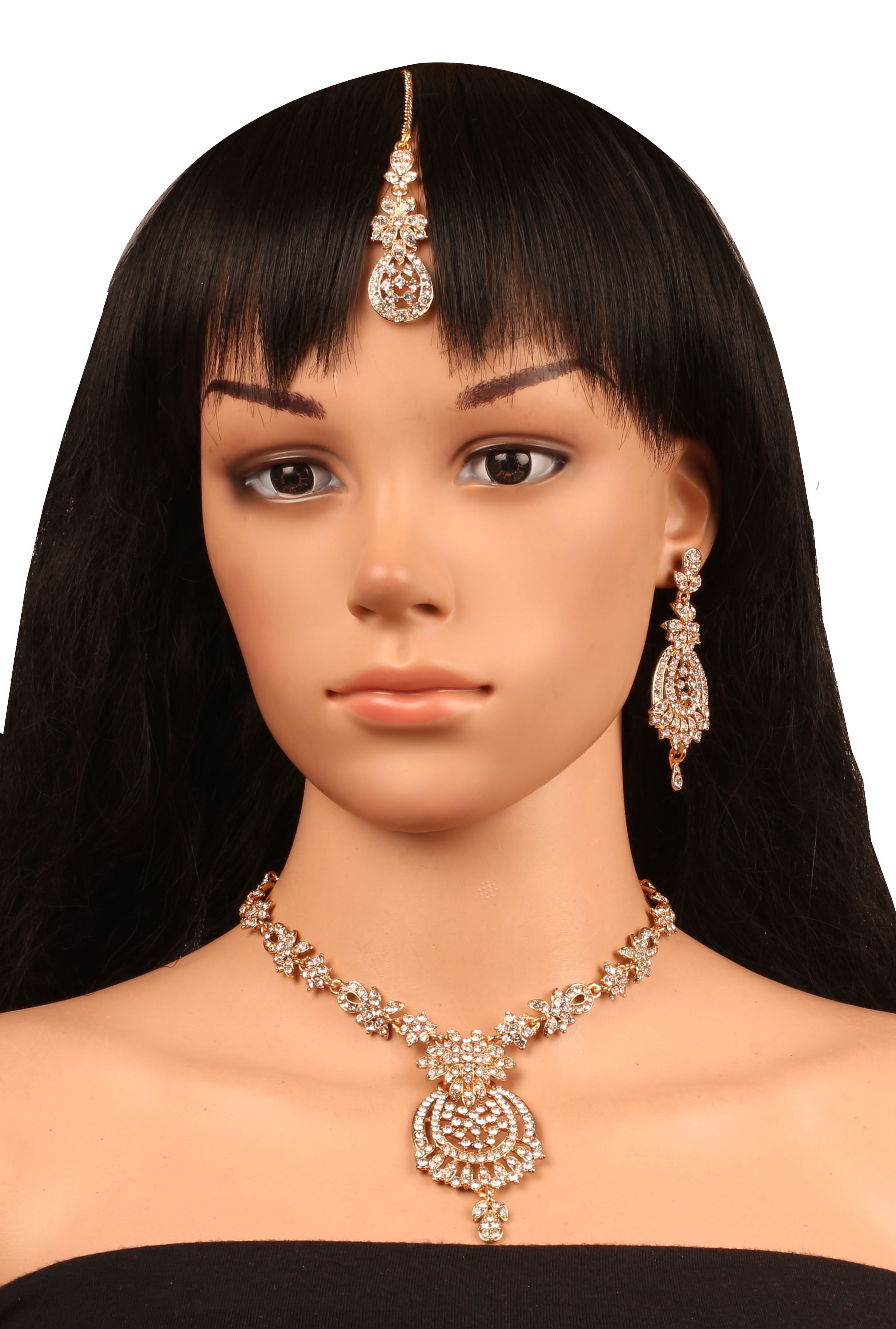 Sunsoul By Touchstone Indian Handcrafted Rhinestones Faux Pearls Gold Tone Jewelry Necklace For Women
