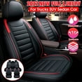 thumbnail image 2 of Universal Fit Car Seat Covers Set, 5 Seats Waterproof Leather Seat Covers Full Set for Cars SUV Van Pick-up Truck, Red, 2 of 11