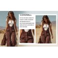 thumbnail image 7 of qucoqpe Overalls for Women Vintage Western Cargo Sleeveless Tassel Jumpsuits High Waisted Wide Leg Fringe Romper with Pockets Adjustable Straps, 7 of 7