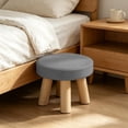 thumbnail image 4 of Topukaiba Round Stool Backless Counter Height Stool Solid Wood Legs Upholstered Seat Vanity Stool for Living Room Bedroom Makeup Desk Entryway Kids Stool, 10.6"x6.7", Gray, 4 of 6