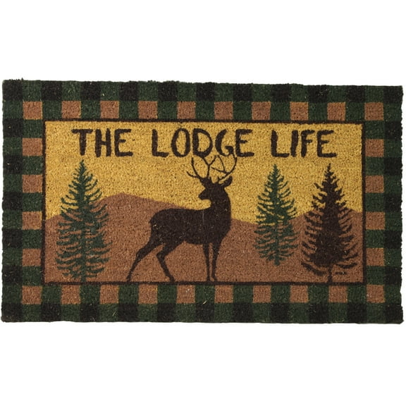 Rivers Edge Products 30" x 18" Coir Doormat, Welcome Mat With Slip-Resistant PVC Backing, Porch Entrance Front Door Mat, Indoor or Outdoor Rug for Home, Patio, or Cabin, Lodge Life