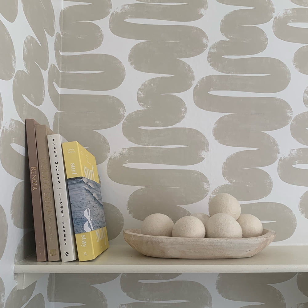 Tempaper x Bobby Berk Wiggle Room Sand and White Peel and Stick Wallpaper, 20.5" x 16.5'