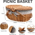 thumbnail image 3 of Picnic Basket with Blankets and Bamboo Plates Picnic Supplies Set Basket with Lid and Handle Wicker Picnic Basket Sturdy Woven Body with Washable Lining for Camping(Grey), 3 of 12