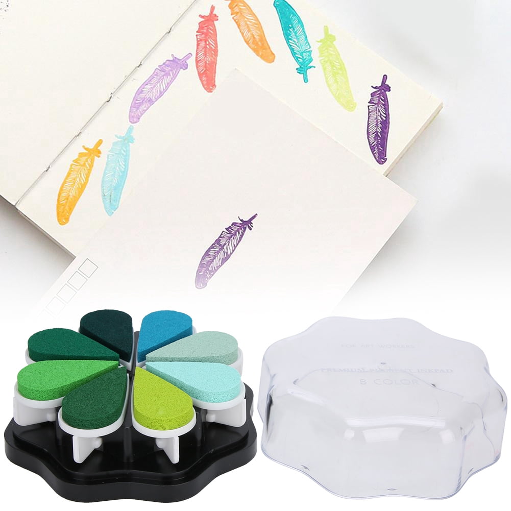 8 Couleurs Tampon Encreur Pétale Forme Pétale à Base d'Eau Bricolage Impression à la Main Tampon pour Papier Ordinaire