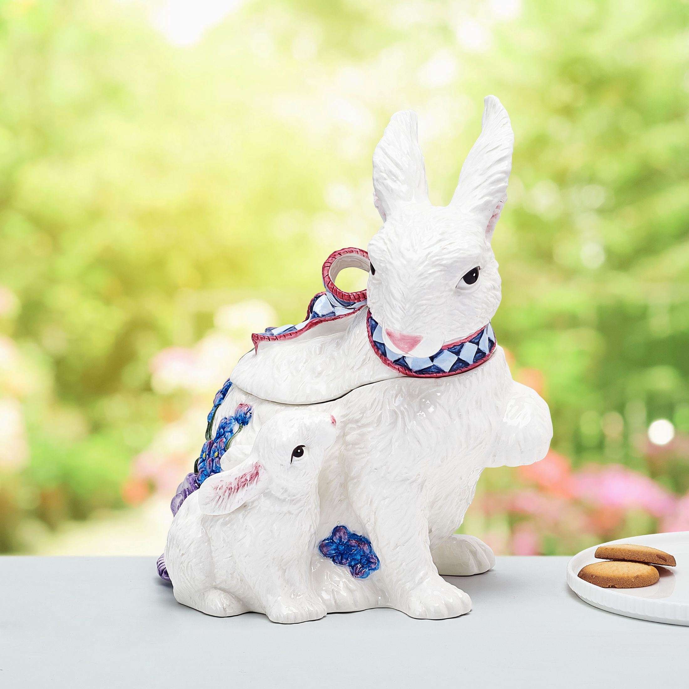 Fitz and Floyd Jardin Rabbit 10 3/4 in Cookie Jar