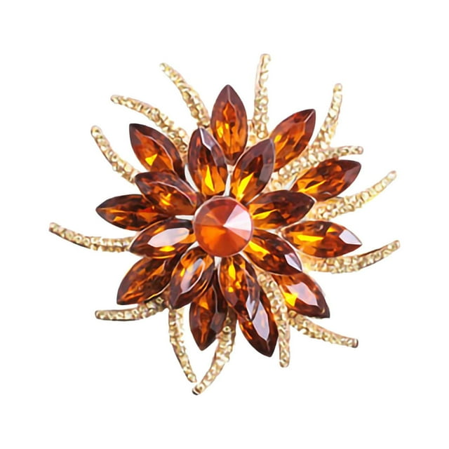 Three Colors Gold Plated Rhinestone Crystal Bouquet Flower Scarf Pin & Brooch
