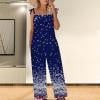 thumbnail image 1 of Femmes Pantalons Femmes Imprimé Été Sans Manches Dos Nu Longues Combinaisons Rompers Combinaison Bleu XXL, 1 of 5