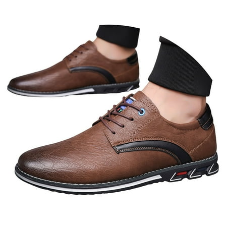 Mens Oxford Shoes Vintage Leather Business Office Casual Formal Lace up Wingtip Dress Oxfords Sneakers