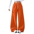 thumbnail image 5 of HomeDM Women's Wide Leg Pants High Waisted Drawstring Fleece Sweatpants with Pockets Casual Baggy, 5 of 8