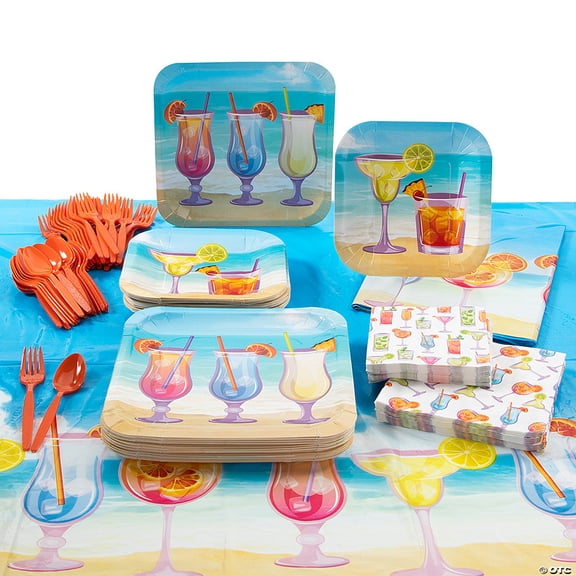 163 Pieces Summer Cocktail Party Tableware Decorating Kit for 24