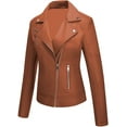 thumbnail image 2 of Women's Genuine Tan Lambskin Leather Jacket Motorcycle Slim fit Biker Jacket W215, 2 of 4