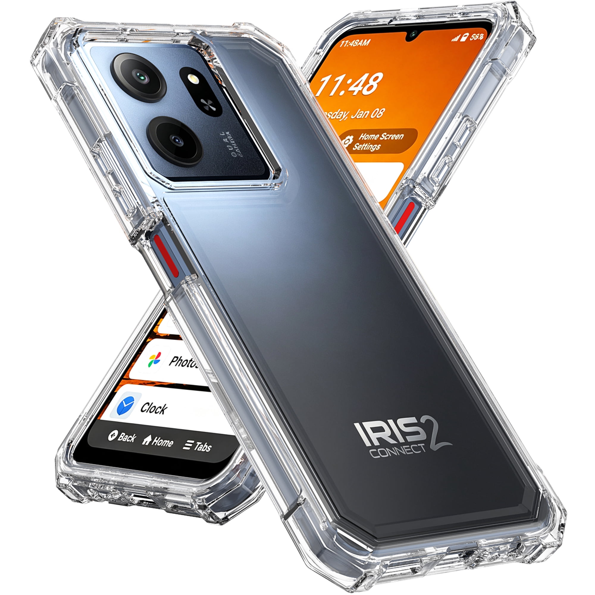 Nakedcellphone See-Thru Series for Consumer Cellular Iris Connect 2 Phone Case, Shock Absorbing Hybrid TPU Cover - Transparent Clear (also fits SpeakEasy Smart)