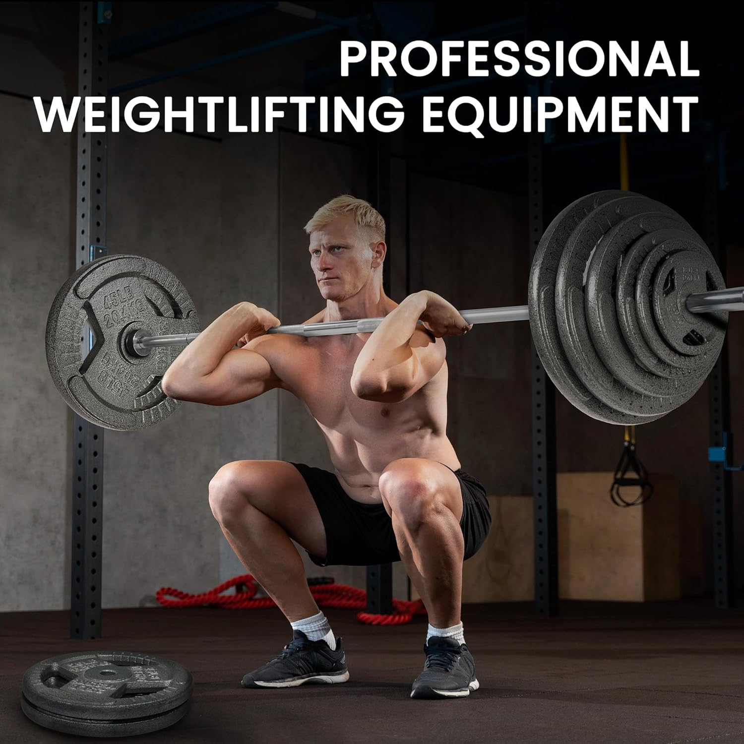 2 Inch  Barbell Bar, 5/6/7 Feet Bar with Collar for Home Gym Strength Training