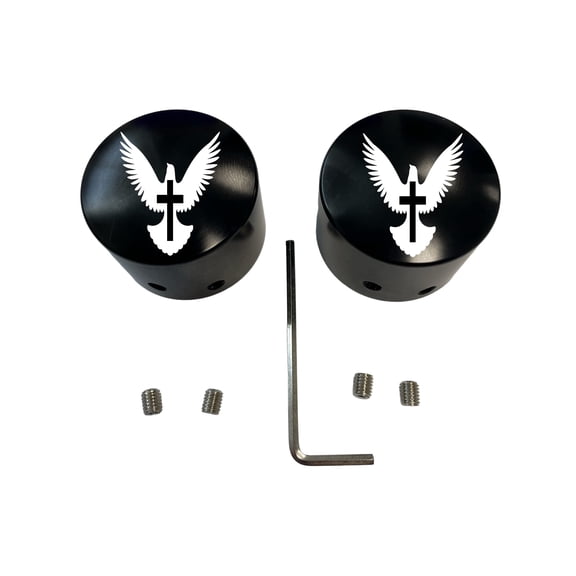 Dove Cross Front Axle Cap Nut Covers Black in Color Compatible With Harley Davidson Touring Road King Road Glide Street Glide Ultra Dyna