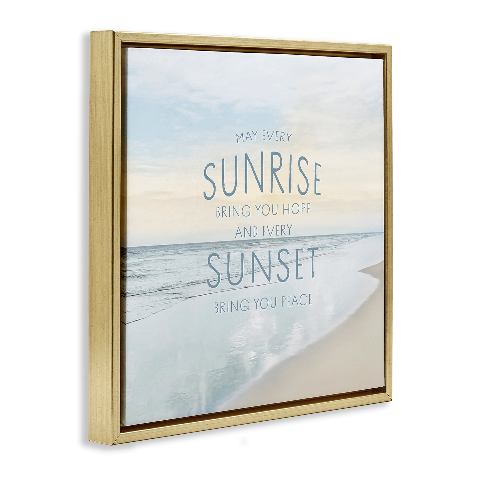 Stupell Industries Sunrise & Sunset Statement Gold Framed Floater Canvas Wall Art, design by Natalie Carpentieri