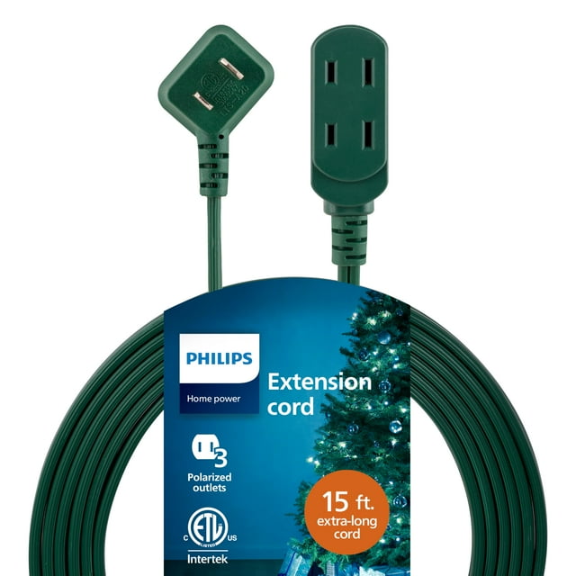 Cable de extensión Philips SPS1032GE/27 de 15 pies con 3 salidas, verde