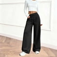 thumbnail image 5 of Lenpel Wide Leg Sweatpants for Women Soft Comfy High Waisted Drawstring Workout Lounge Pants Baggy Athletic Casual Trousers(Black,X-Large), 5 of 7