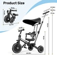 thumbnail image 4 of JoyStone 7 in 1 Foldable Tricycle for Toddlers with Adjustable Canopy, Detachable Backrest, Adjustable Seat and Handle and Parental Control Handle, Balance Bike for 1-4 Year Old Boys and Girls, Black, 4 of 13