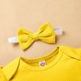 thumbnail image 4 of Penkiiy Newborn Infant Baby Girl Long Sleeve Ruffle Solid Tops+Floral Bowknot Pants Set Newborn Baby Essentials for 6-9 Months Kids Yellow on Clearance, 4 of 9