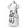thumbnail image 3 of Sketch Art Apron, Themed Doodle of a Smiling Tortoise in Hand Drawn Style, Unisex Kitchen Bib with Adjustable Neck for Cooking Gardening, Adult Size, Charcoal Grey and White, by Ambesonne, 3 of 4