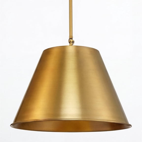 Kira Home Vida 18" Gold Pendant Light, Tapered Metal Shade, Mid Century Metal Empire Gold Shade Hanging Lamp, Warm Brass