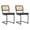 Black, variant on Mid Century Modern Cantilever Dining Chair, Breathable Rattan Cane Back Side Chair with PU Leather Cushion and Black Metal Frame, Set of 2, Black