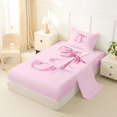 thumbnail image 2 of Manfei Pink Watercolor Bow Letter J Twin Sheet Sets for Girls, Cute Initial Bows Bedding, 3 Pieces, 2 of 5