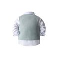 thumbnail image 4 of TiaoBug Baby Boys Gentleman Suit Long Sleeve Dress Shirt Tuxedo Vest Top Pants Birthday Party Formal Wear Light Green 5-6, 4 of 7