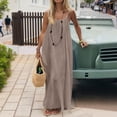 thumbnail image 7 of Fgvctg Womens Backless Cami Dresses Solid Color Sleeveless Cami Dresses Elegant Spaghetti Long Lounge Dress Oversized Summer Long Sundress with Back Tie Fashion Outfits Camel S, 7 of 7