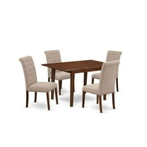 East West Furniture Dining Room Set Mahogany, NOBR5-MAH-04
