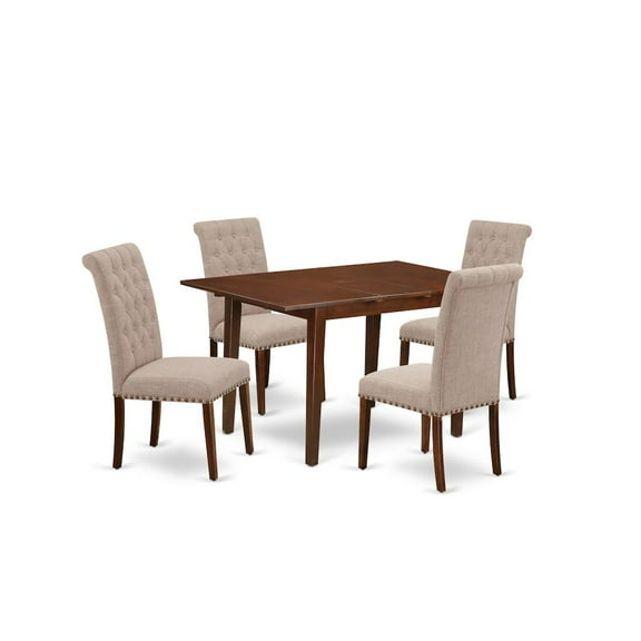 East West Furniture Dining Room Set Mahogany, NOBR5-MAH-04