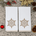 thumbnail image 3 of Serafina Home Christmas Hand Towels for Bathroom – Set of 2 White 100% Cotton Embroidered Gold Snowflake Design with Beige Border – 25 x 16 Festive Bath and Kitchen Holiday Decor, 3 of 6