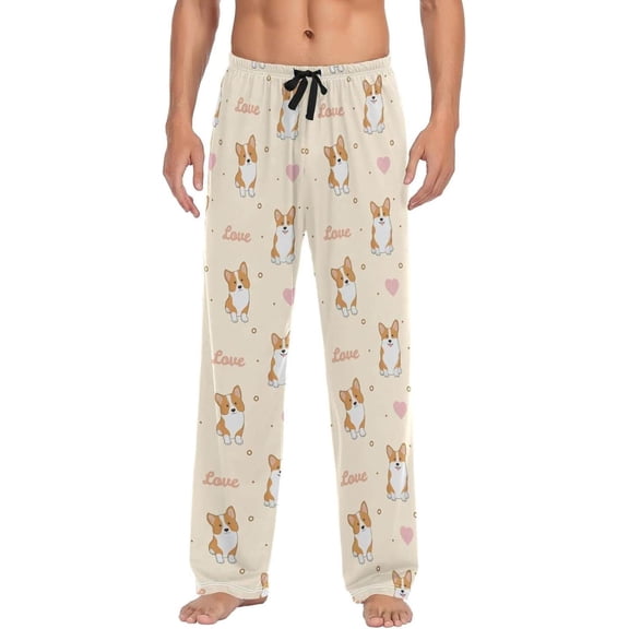 GZHJMY Cute Cartoon Dog Mens Pajama Pants, Comfortable and Soft Men Pajama Bottoms, with Pockets and Drawstring, Christmas New Year Birthday Father's Day