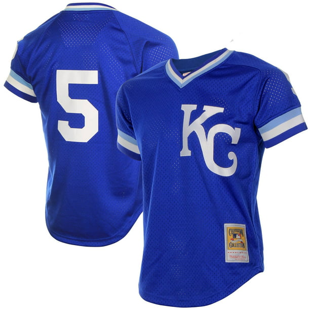 ختم الشمع Men's Kansas City Royals Royal Blue Mesh Batting Practice Throwback Majestic Cooperstown Collection Custom Baseball Jersey ختم الشمع