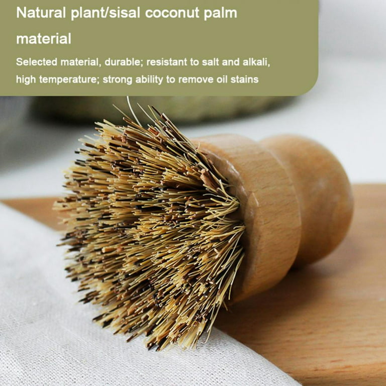 Eco-Friendly Bamboo and Sisal Scrub Brush for Kitchen Cleaning