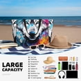 thumbnail image 6 of KLL Cool Colorful Wolf Print Large Beach Tote Bag Women Waterproof Sandproof Zipper Beach Tote Bag for Pool Gym Grocery Travel with Wet Pocket, 6 of 7